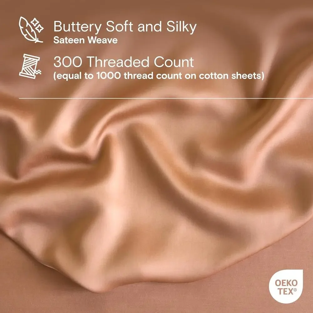 NWT Sijo DOZ Bamboo Sheet Set 3 Piece -1 Fitted Sheets 2 Pillowcases Clay King